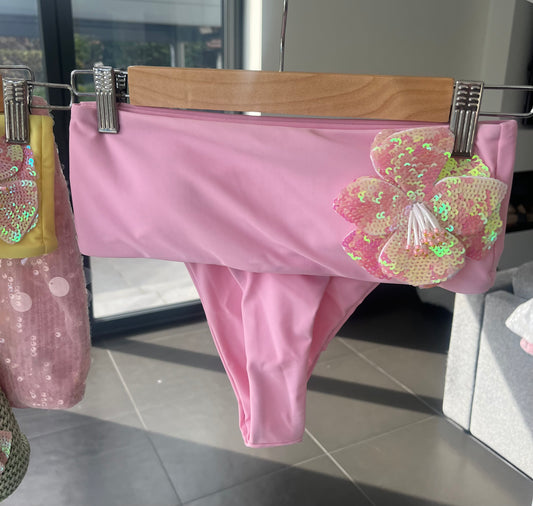 Pink flora bandeau bikini