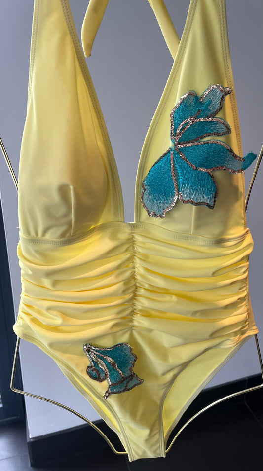 Yellow Ocean blossom One piece swimsuit