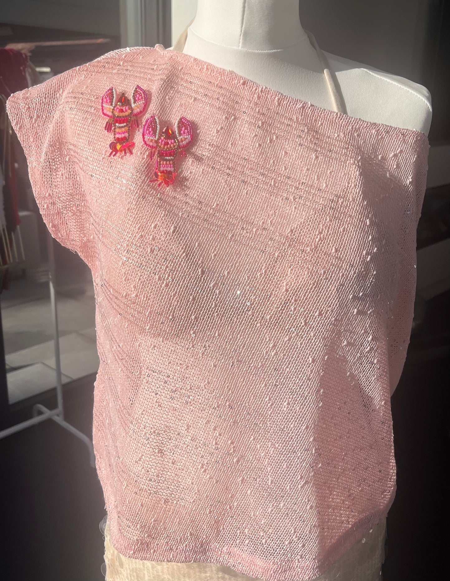 Pink lobster poncho cover up