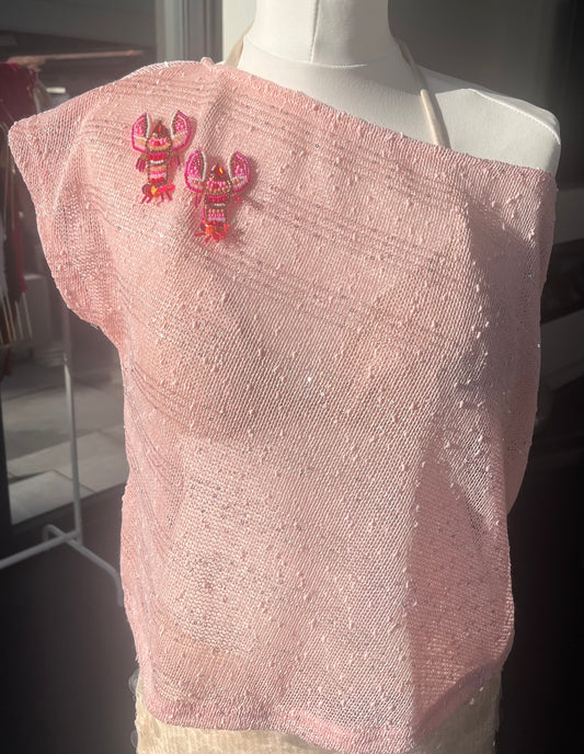 Pink lobster poncho cover up