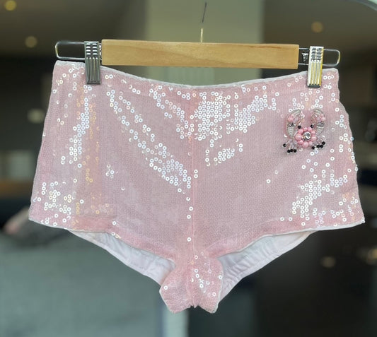 Pink beaded crab sequin shorts ONLY
