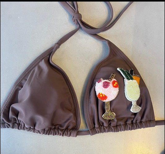 Coco Brown beaded cocktails bikini