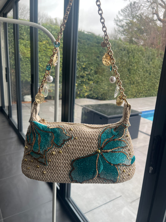 Beige ocean blossom charm bag