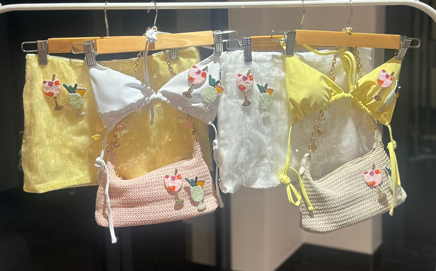 Yellow beaded cocktails sequin skort