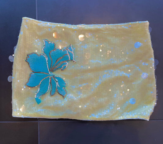 Yellow Ocean blossom sequin skort