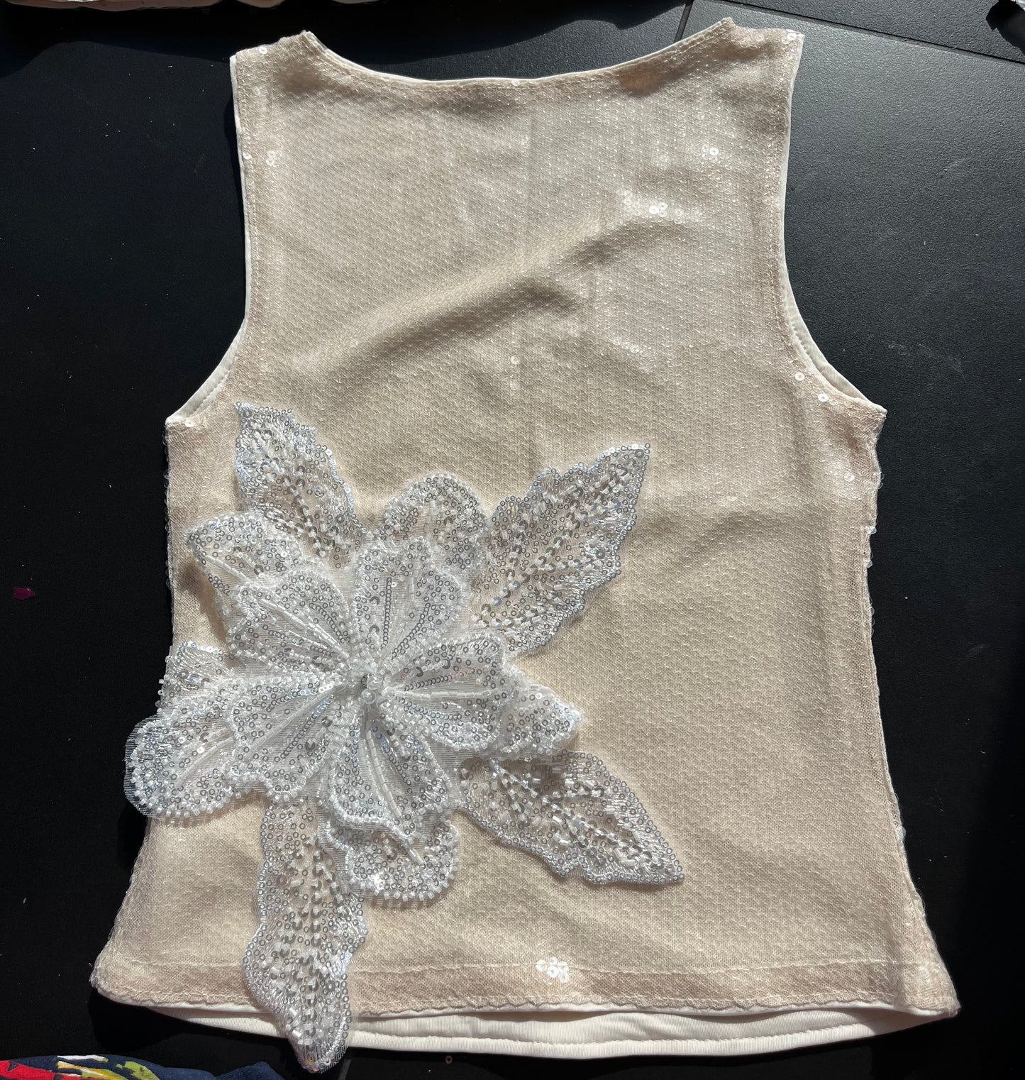 Beige white Gracie sequin tank ONLY