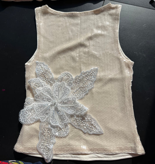 Beige white Gracie sequin tank ONLY