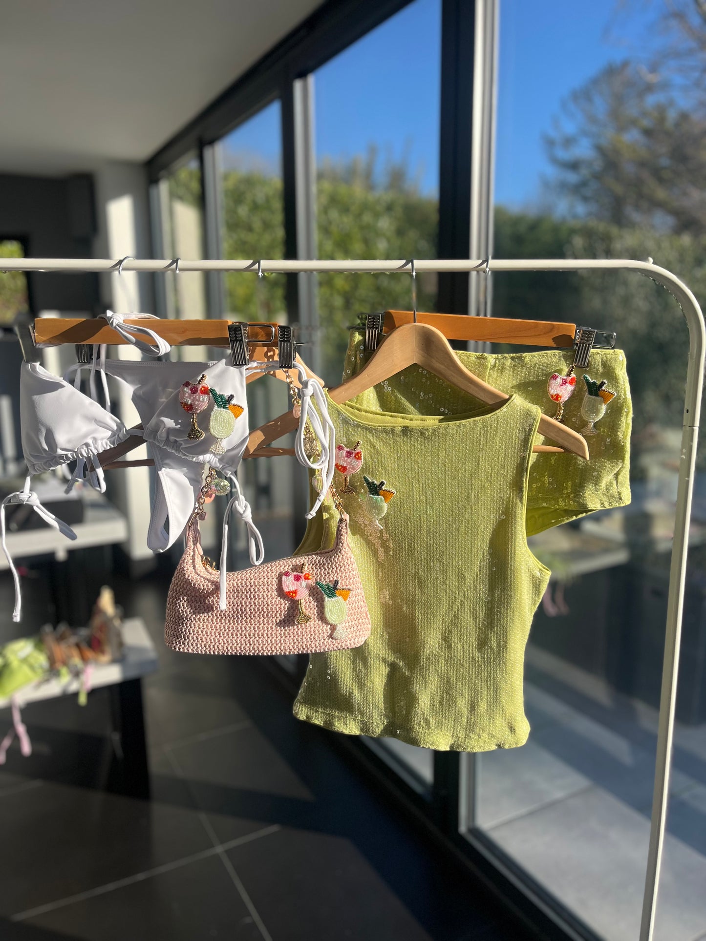 Matcha beaded cocktails tank & shorts SET