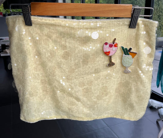 Yellow beaded cocktails sequin skort