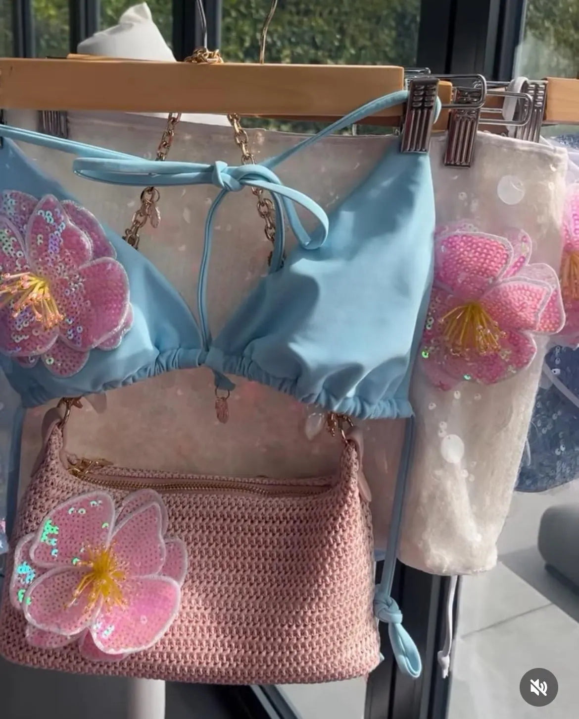 Blue / pink flora bikini