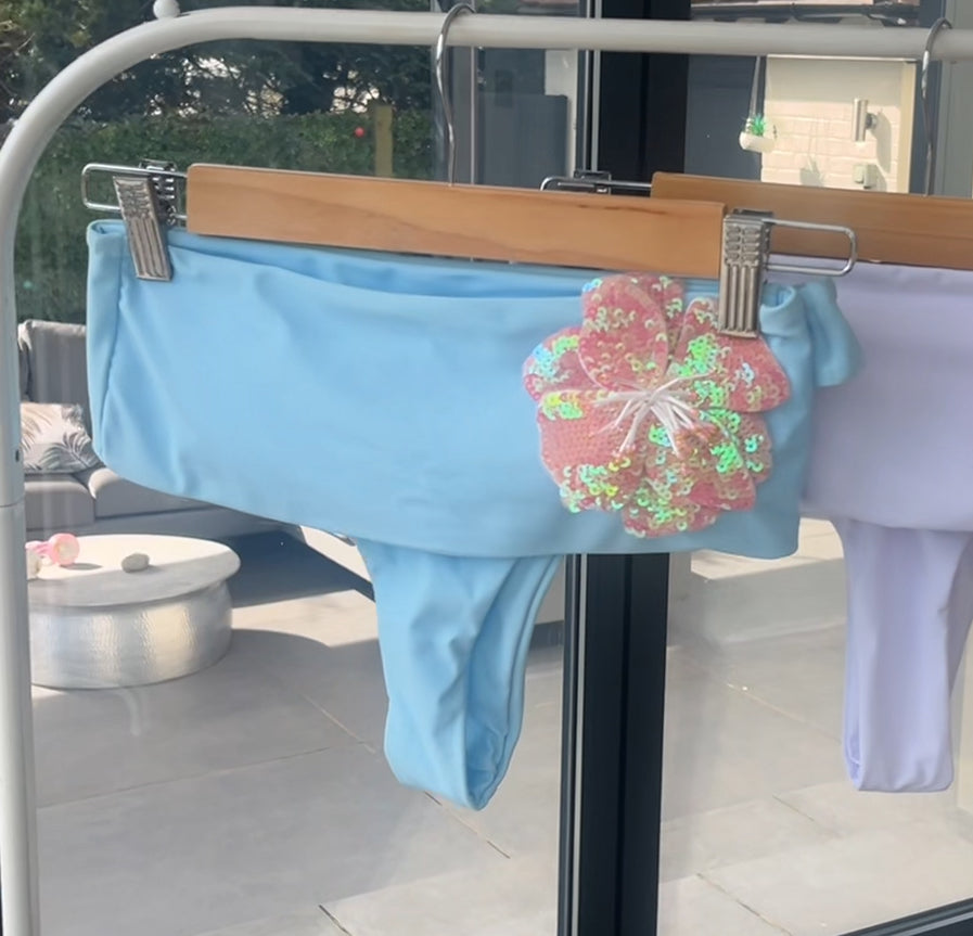 Blue Pink flora bandeau bikini