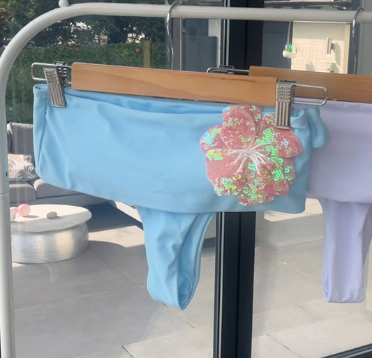 Blue Pink flora bandeau bikini
