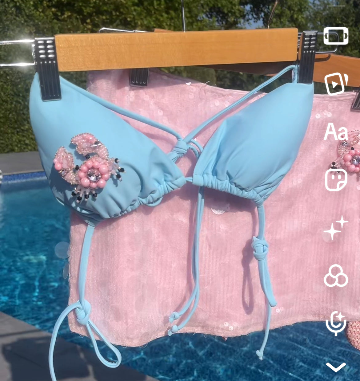 Blue beaded crab bikini