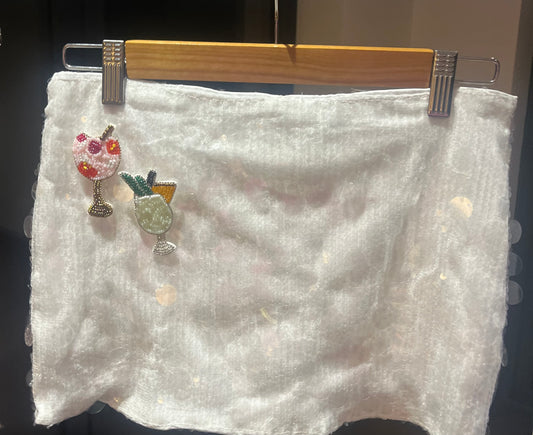 White beaded cocktails sequin skort