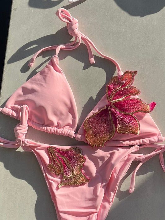 Pink blossom bikini