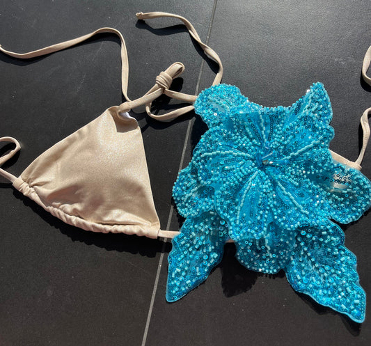 Beige blue Gracie bikini