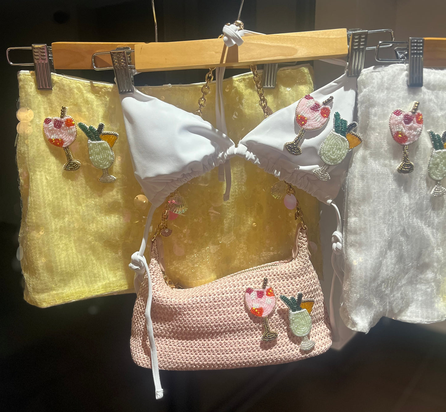 Yellow beaded cocktails sequin skort