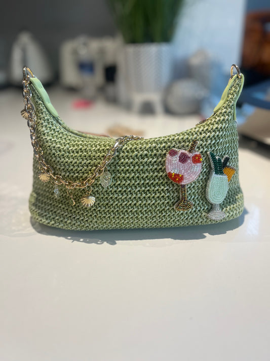 Matcha beaded cocktails charm bag