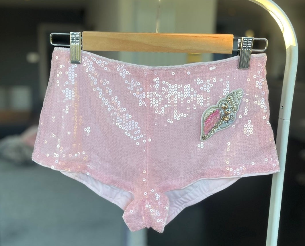 Pink beaded shell shorts ONLY