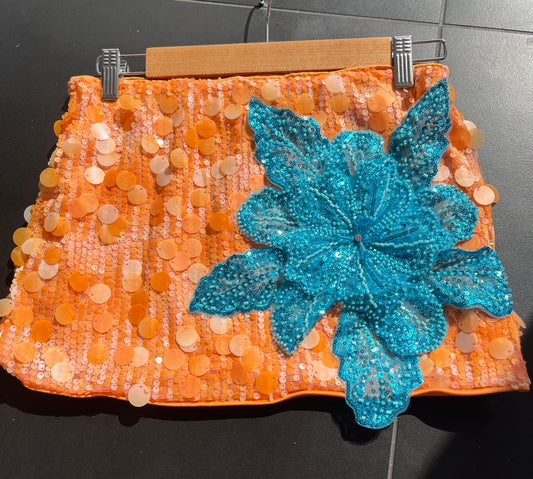 Orange turquoise Gracie sequin skirt