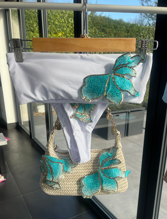 White Ocean blossom bandeau bikini