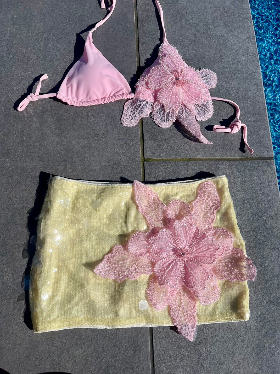 Yellow Pink Gracie sequin skort