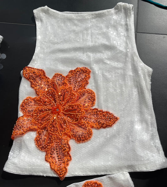 White Orange Gracie sequin tank ONLY