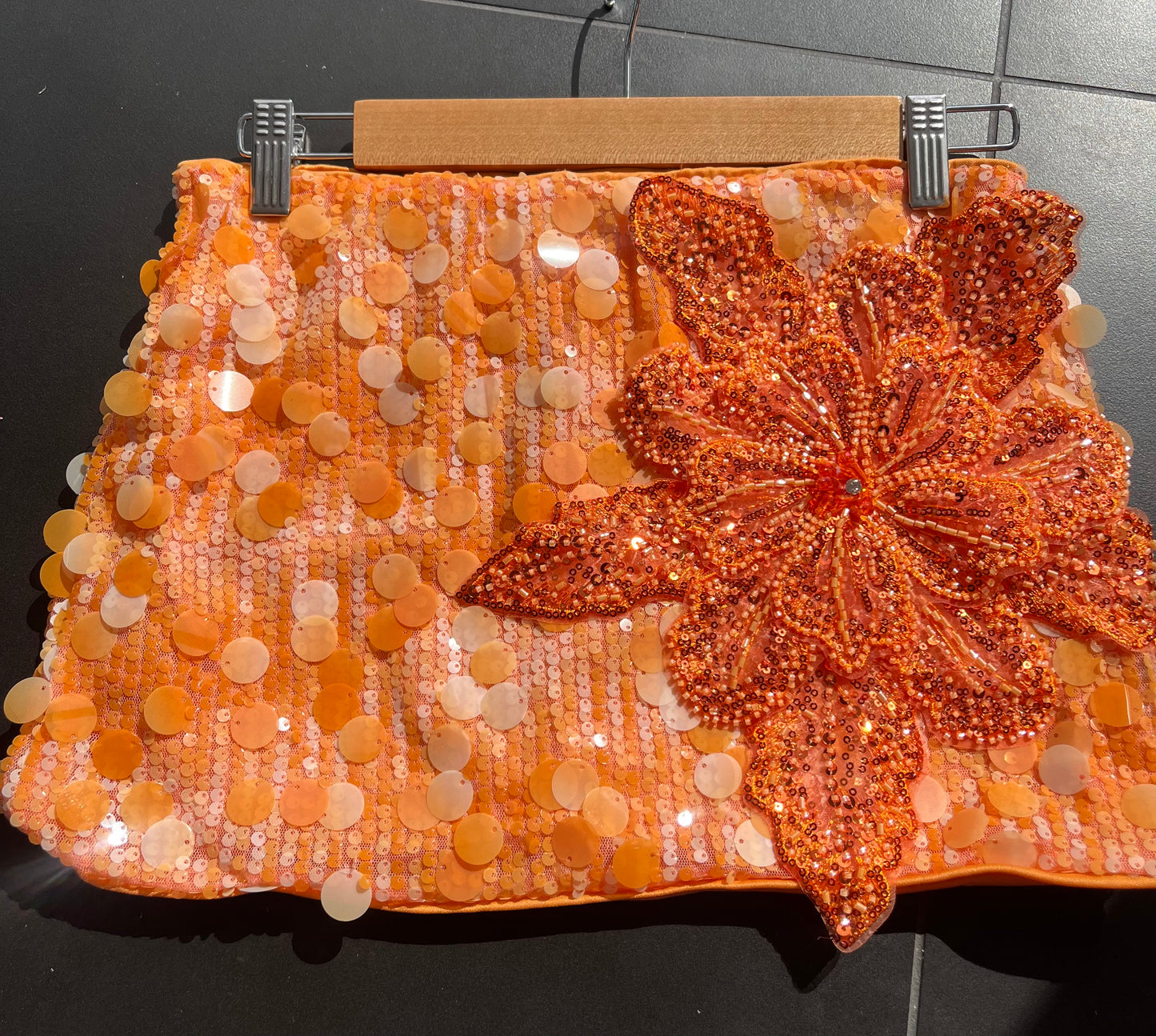 Orange Gracie sequin skirt