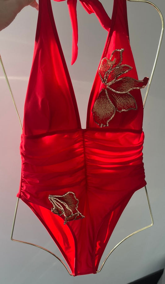 Red blossom One piece swimsuit
