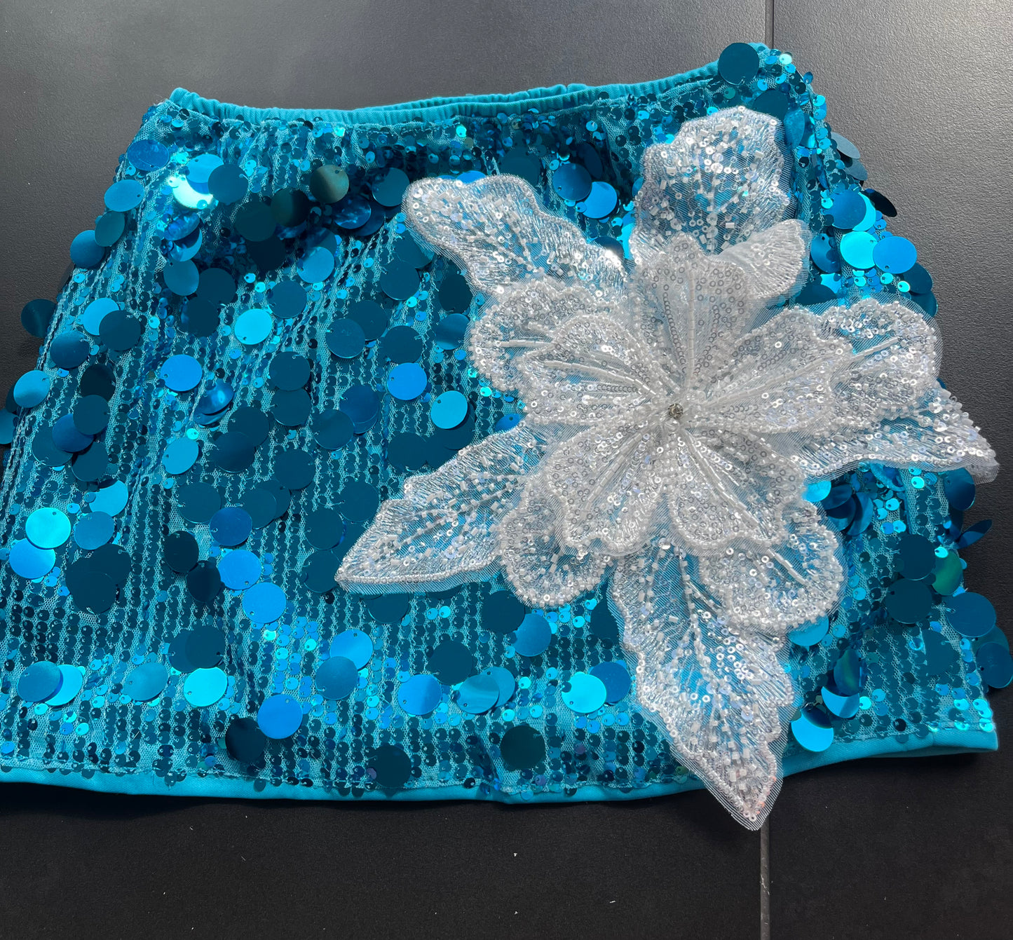 Turquoise White Gracie sequin skirt