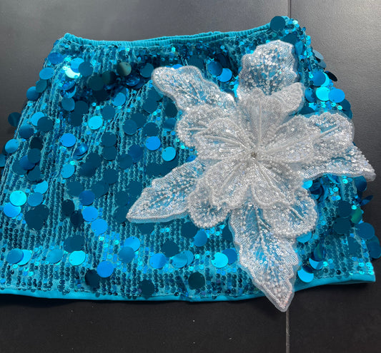 Turquoise White Gracie sequin skirt