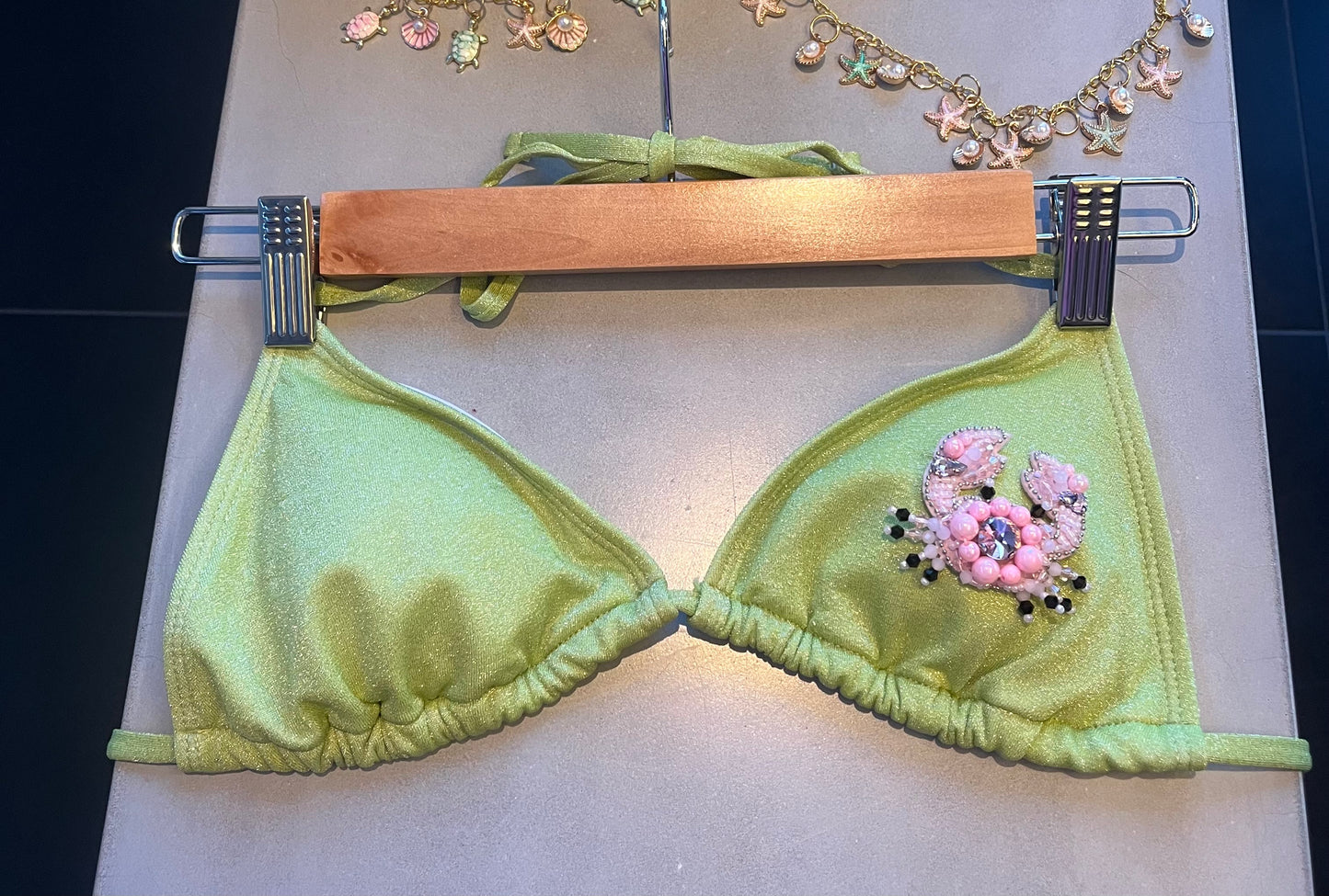 Matcha beaded crab bikini