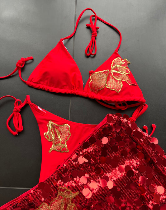 Red blossom bikini