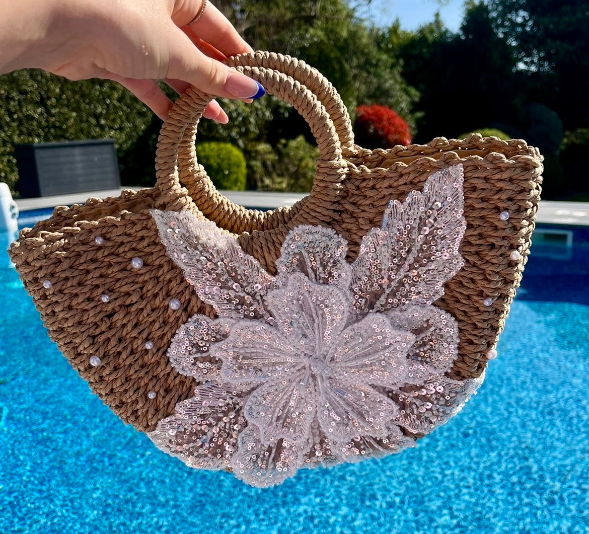 Pearled White Gracie beach bag