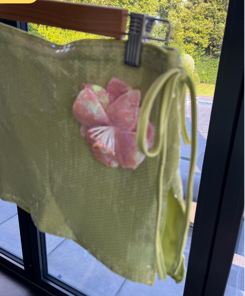 Matcha pink flora skirt