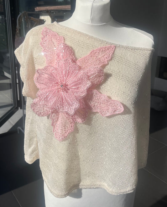 Beige Pink Gracie poncho cover up