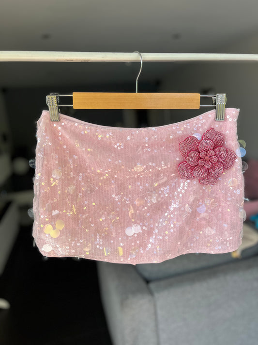 pink Ava sequin skort