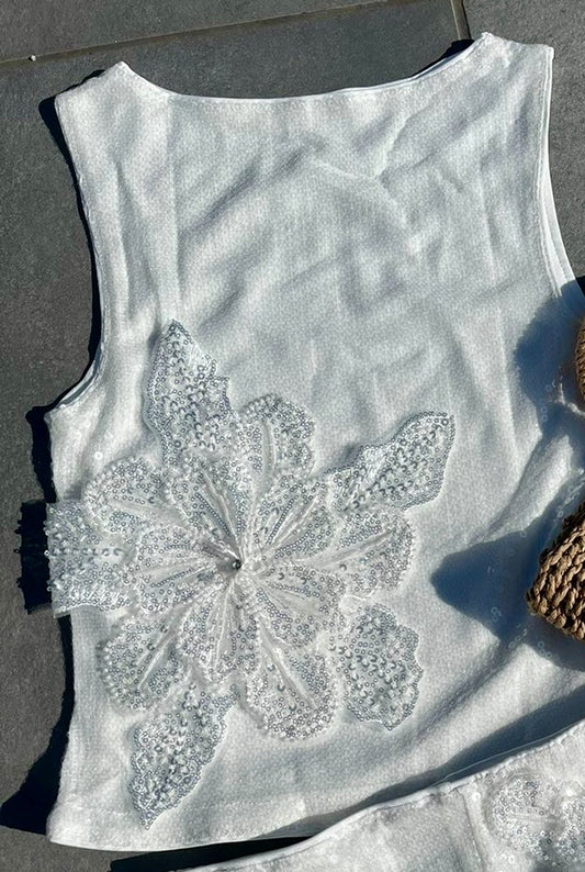 White Gracie sequin tank ONLY