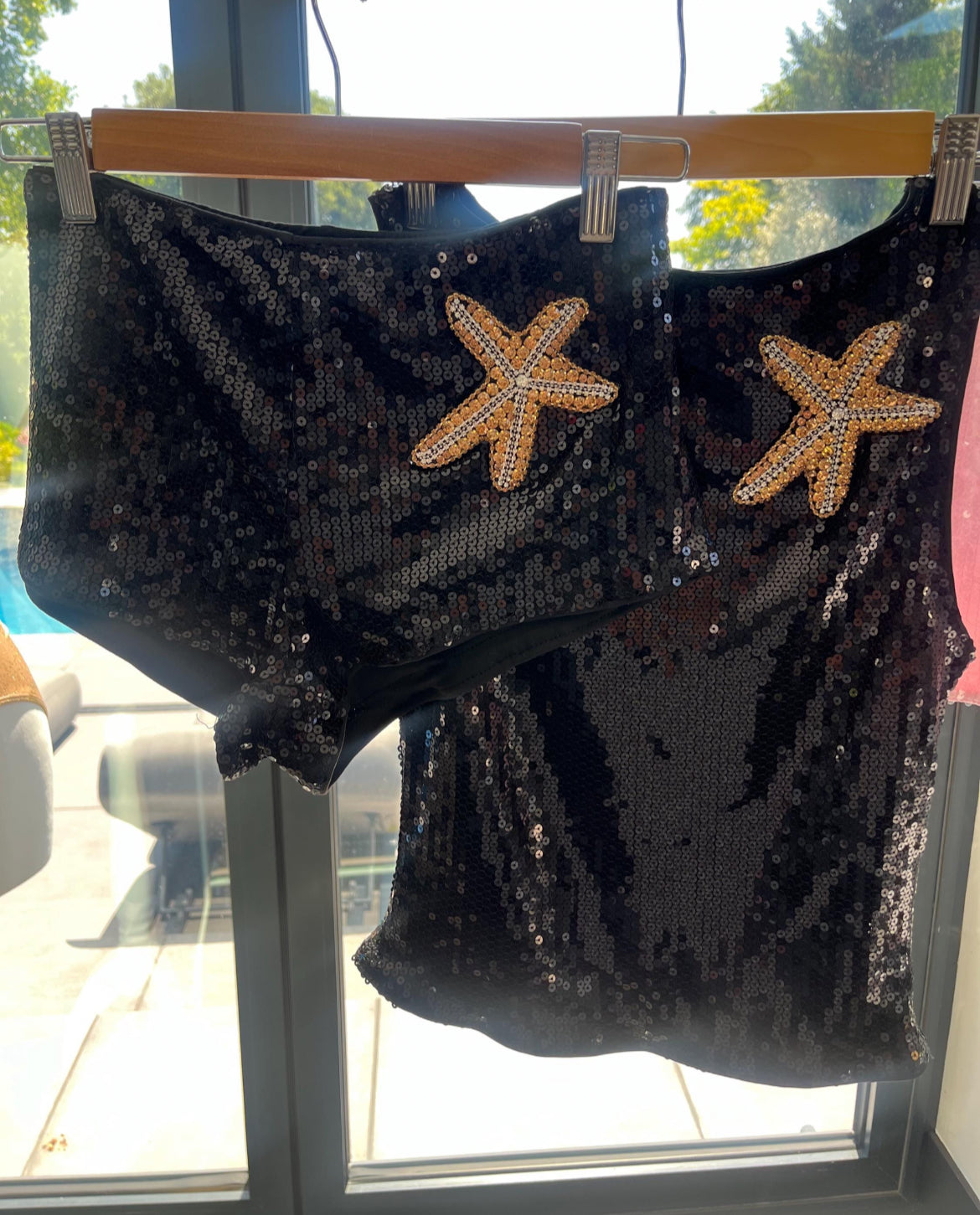 Black / gold Gem starfish sequin shorts ONLY
