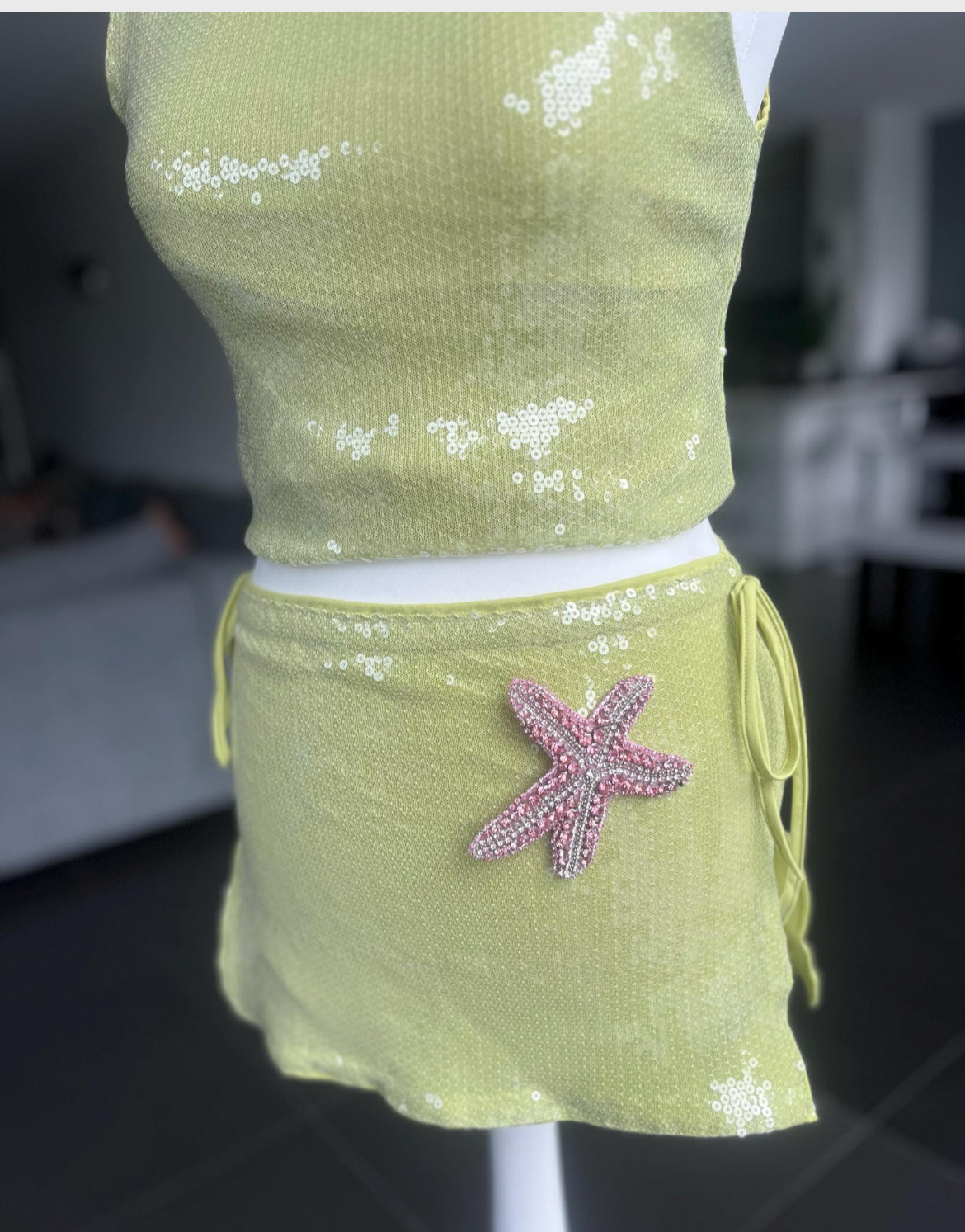 Matcha / pink Gem starfish skirt