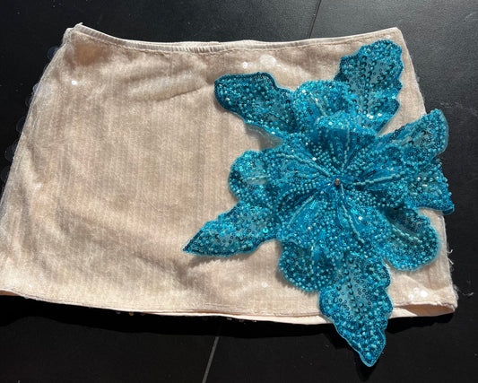 Beige blue Gracie sequin skort