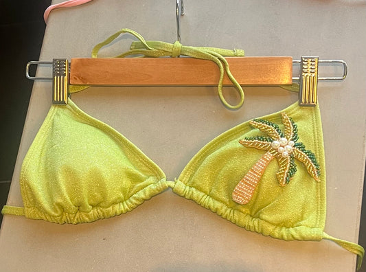 Matcha beaded palm tree bikini