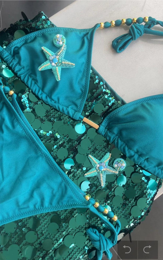 Teal / blue starfish bikini
