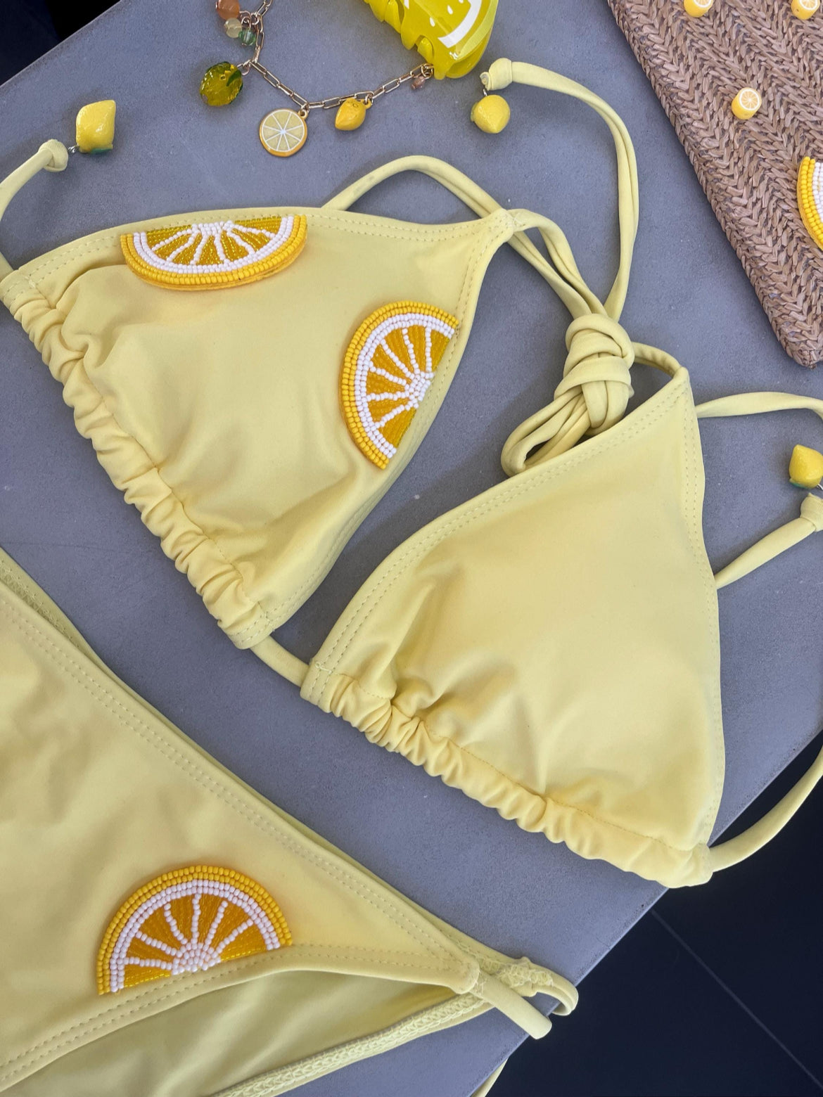 Pastel yellow lemons bikini