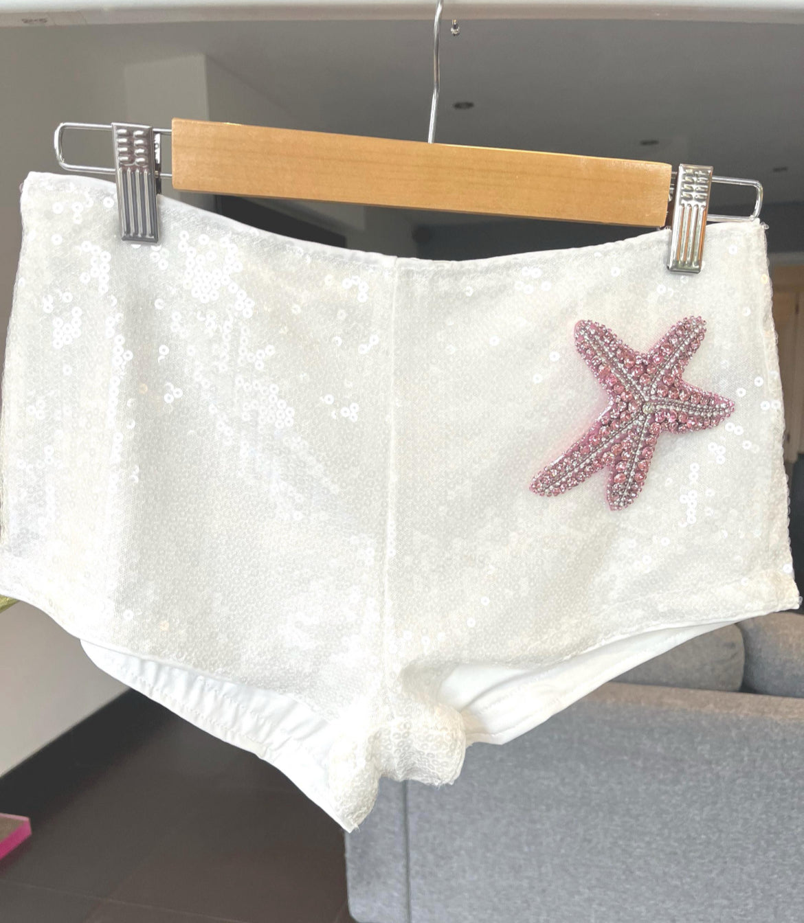 White / pink Gem starfish Shorts ONLY