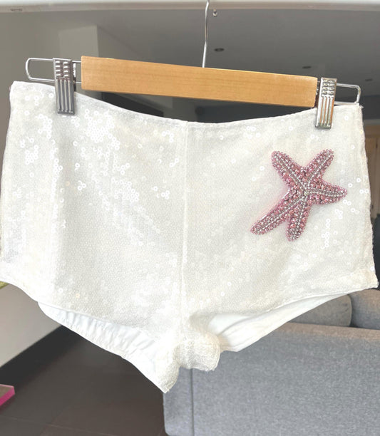 White / pink Gem starfish Shorts ONLY