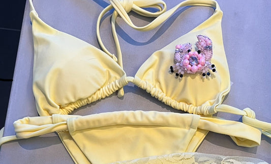 yellow beaded crab bikini