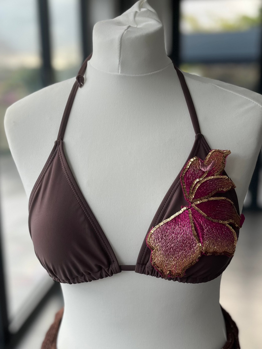Coco Brown Pink blossom bikini