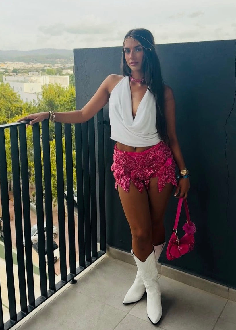 Hot Pink Gracie sequin shorts