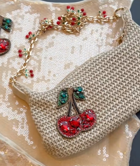 Beige Gem cherry charm bag